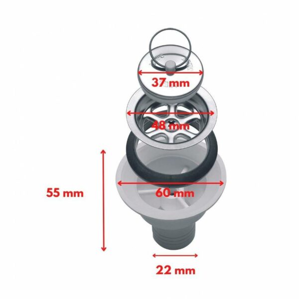 Desagüe recto con cadena y Tapón de Ø 35 a Ø 25 mm AC 535 DOMETIC - Imagen 2
